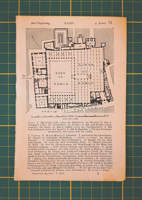 1913 Vintage Plan of the Al-Azhar Mosque