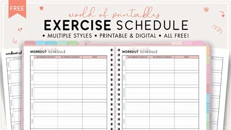 Free Printable Exercise Schedule Template - World of Printables