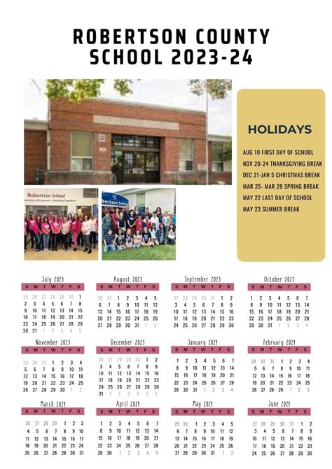 Robertson County Schools Calendar Holidays 2023-2024