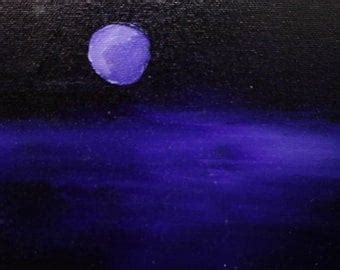 Purple Night Sky Painting with Moon Landscape Painting Modern Painting ...