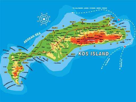 Kos Landkaart - Kos Map : Kaart, Plattegrond van Kos, map of Kos ...