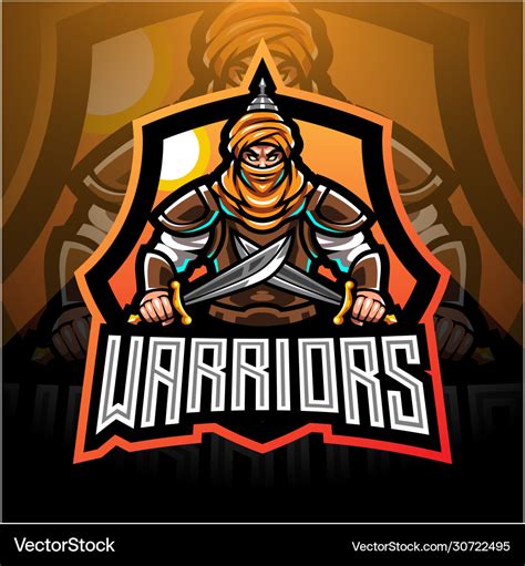 Warriors esport mascot logo design Royalty Free Vector Image