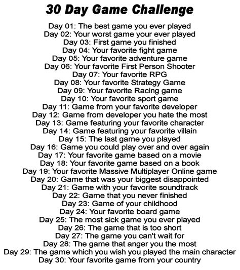 #30DayGameChallenge #list #games #videogames #challenges #30days #30daychallenge 30 Day Drawing ...