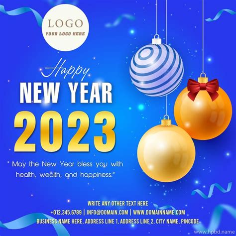 Realistic New Year 2023 Wishes With Company Info And Logo | New year wishes cards, Happy new ...