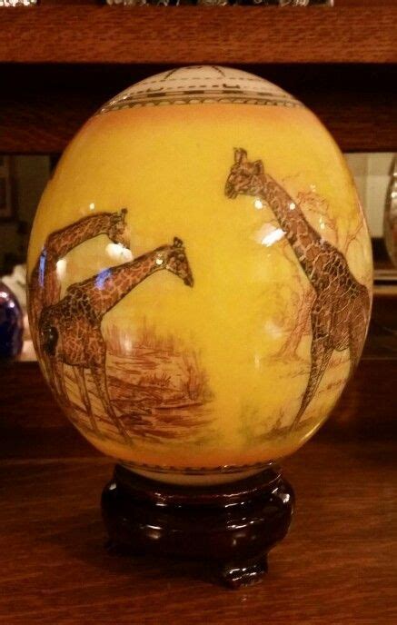 Hand painted ostrich egg. | Easter egg designs, Egg art, Carved eggs