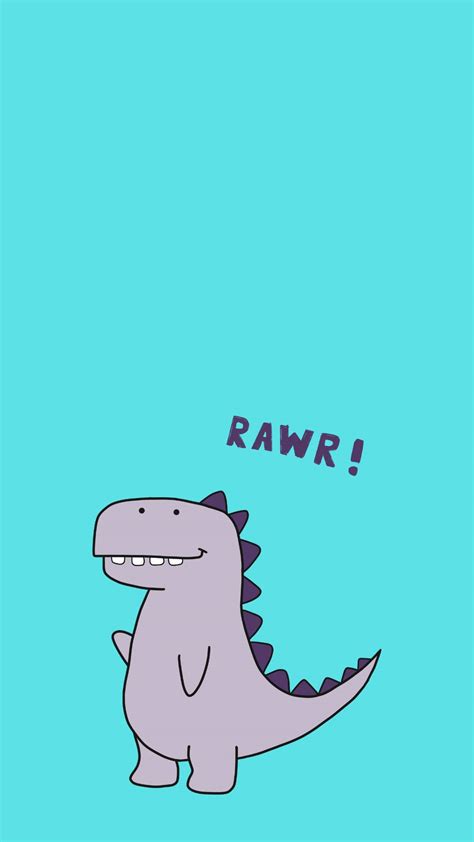 Download Cute Dinosaur Iphone Rawr Art Wallpaper | Wallpapers.com