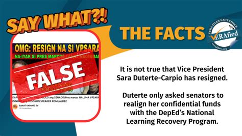 VERA FILES FACT CHECK: Sara Duterte did NOT resign - VERA Files