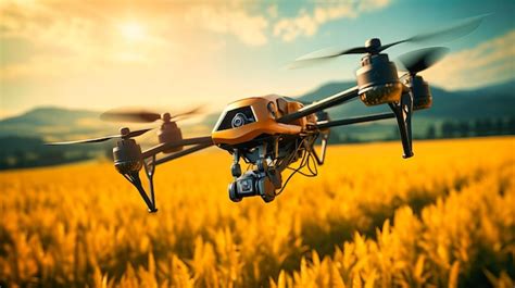 Premium AI Image | Precision Agriculture Drones Soaring Above to ...