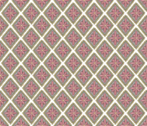 pink floral diamond pattern fabric - swoldham - Spoonflower