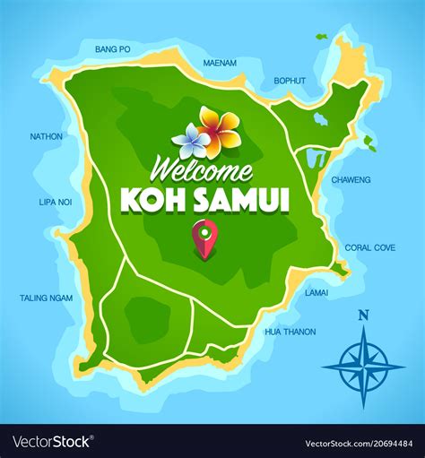 Koh samui map Royalty Free Vector Image - VectorStock