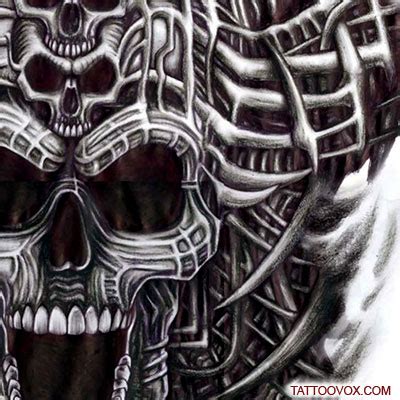 Biomechanical Evil skull tattoo - TattooVox Professional Tattoo Designs Online