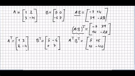 Linear Algebra 62, Properties of Matrix Transpose - YouTube