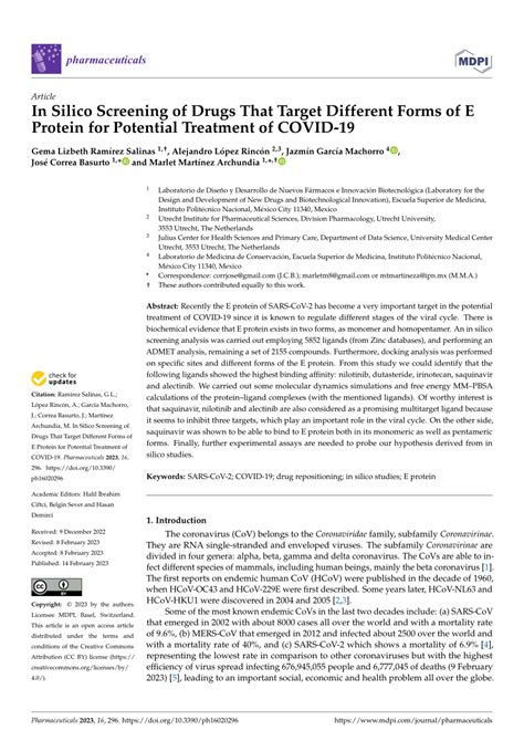 (PDF) In Silico Screening of Drugs That Target Different Forms of E ...