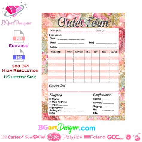 lllᐅOrder form printable - The best cut files cricut cameo