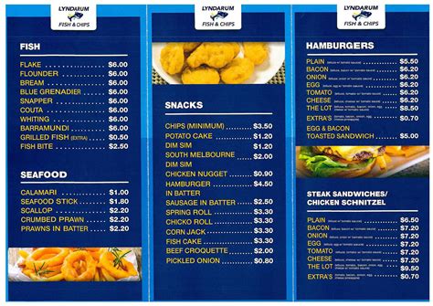 Menu at Lyndarum Fish & Chips restaurant, Epping