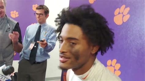 Nate Wiggins Talks Clemson Win Over UNC, Defending Tez Walker - YouTube