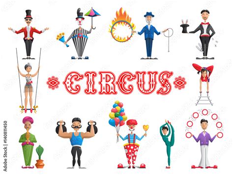 The set circus performers-creating a circus show in the arena ...