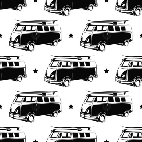 Retro Bus With Surf Seamless Pattern Background, Wallpaper, Holiday, Vintage Background Image ...
