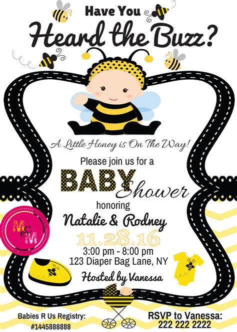 Bumble Bee Invitations Baby Shower - Bumble Bee Baby Invitations Diy Baby Invitations Baby ...