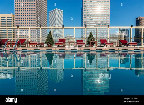 Rooftop swimming pool at the Warwick Denver Hotel. Colorado. USA Stock Photo - Alamy