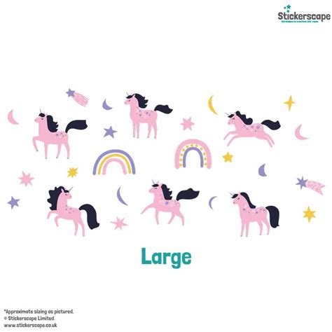 Purple & Pink Unicorns Wall Sticker Pack | Stickerscape