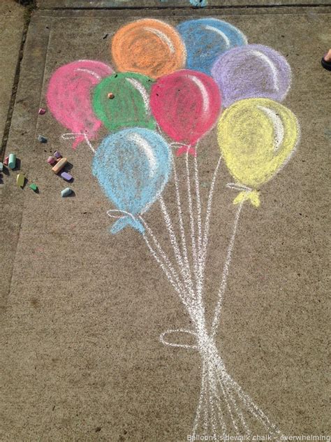 #SidewalkChalkArt | Balloons sidewalk chalk - overwhelming - #chalkartideasdrawings #chalka ...