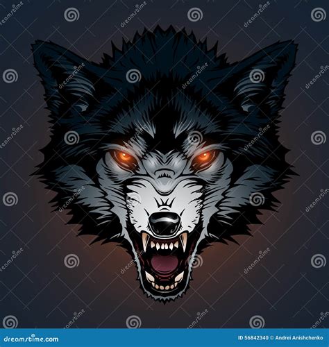 Angry Wolf Head Red Eyes. Cartoon Vector | CartoonDealer.com #69722781