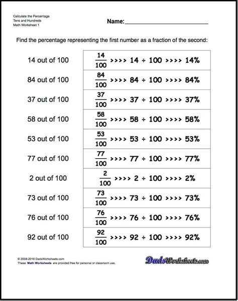 Percentage Worksheets For Grade 6