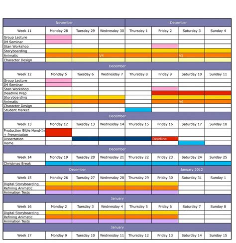 Film Production Schedule Template