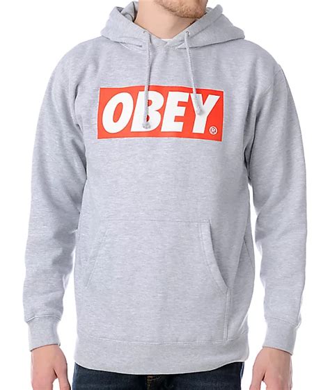 Obey Box Logo Grey Pullover Hoodie