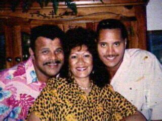 Rocky Johnson (Wayde Bowles) & his former wife Ata Maivia Johnson, posing with their son Dwayne ...