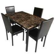 Dining Table Chairs Set of 4, 5 Piece Dining Table Sets with Leather ...