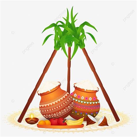 Happy Pongal Festival Traditinal Elements