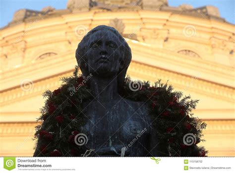 Mihai Eminescu Statue in Front of the Romanian Athenaeum Editorial ...