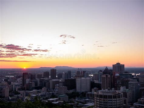 Montreal Sunrise Viewed from Mount Royal with City Skyline in the Morning Editorial Stock Image ...