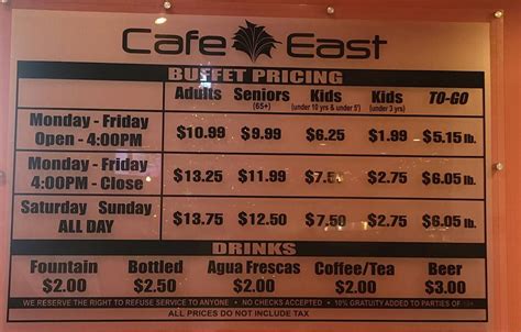 Menu at Cafe East, Houston