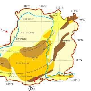 (a) The loess distribution map of China and (b) the geological map of ...