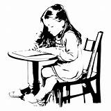 Premium Vector  A Of girl He sits On The Table With sketch template