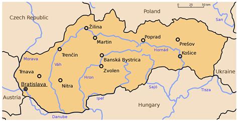 Slovakia Map Rivers And Cities - MapSof.net