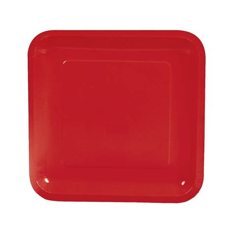 Red Square Dinner Plates (18Pc) - Party Supplies - 18 Pieces - Walmart.com - Walmart.com