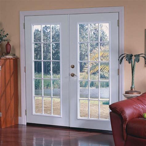 Masonite 72 in. x 80 in. Prehung Left-Hand Inswing 15 Lite Primed Steel Patio Door with ...