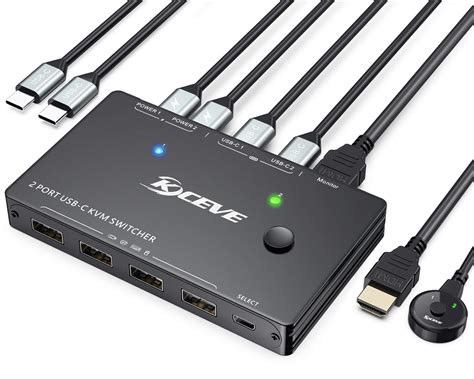 Amazon.com: USB C KVM Switch 4K@60Hz,MLEEDA USB C Switch 2 Computers Share 1 Monitor and 4 USB ...