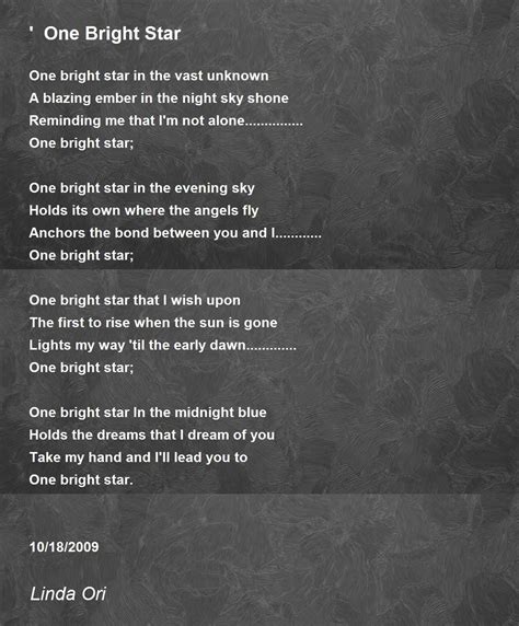 ' One Bright Star Poem by Linda Ori - Poem Hunter