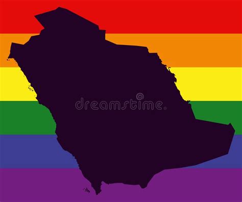 Saudi Arabia LGBT Map with Rainbow Color Flag Stock Illustration ...