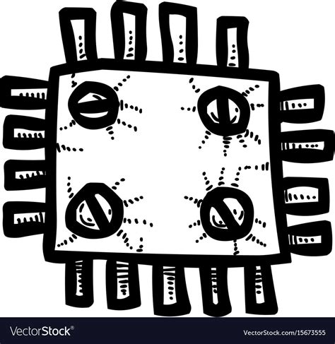 Cartoon image technology icon microchip symbol Vector Image