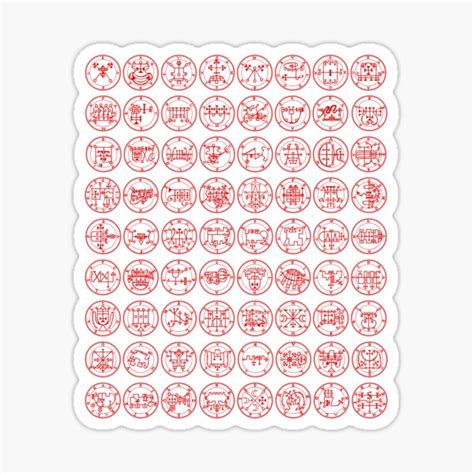 "The 72 Demon Sigils Of Ars Goetia - red" Sticker for Sale by ISeeRedPeople | Redbubble