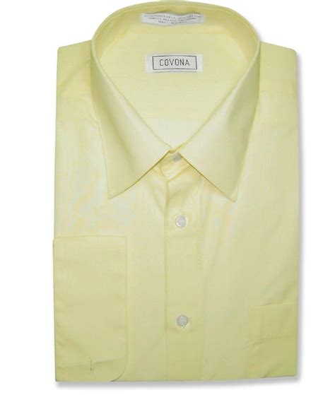 Men's Solid YELLOW Lemon Color Dress Shirt w/Convertible Cuffs at ...