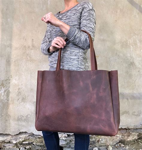 Extra large brown leather tote bag 24”x 15” – Urban Artisan Boutique