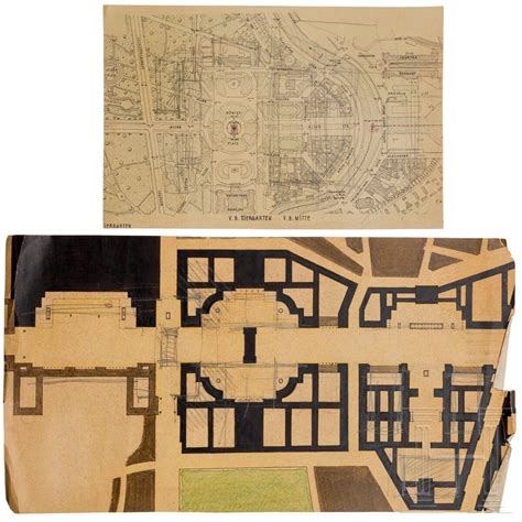 Sold Price: Albert Speer and Adolf Hitler - two floor plans, entered into the coloured plan for ...