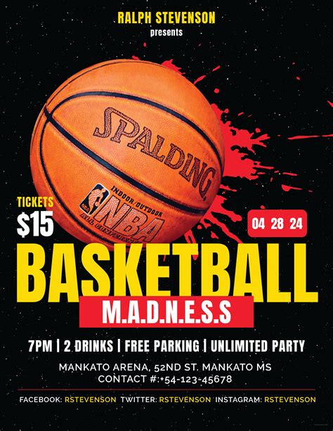 Free Basketball Madness Flyer Template in Adobe Photoshop, Microsoft ...